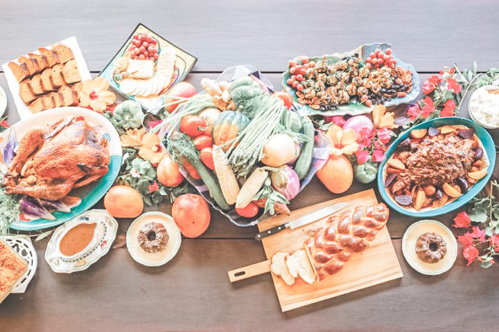 A colorful assortment of fresh fruits and vegetables arranged on a table.